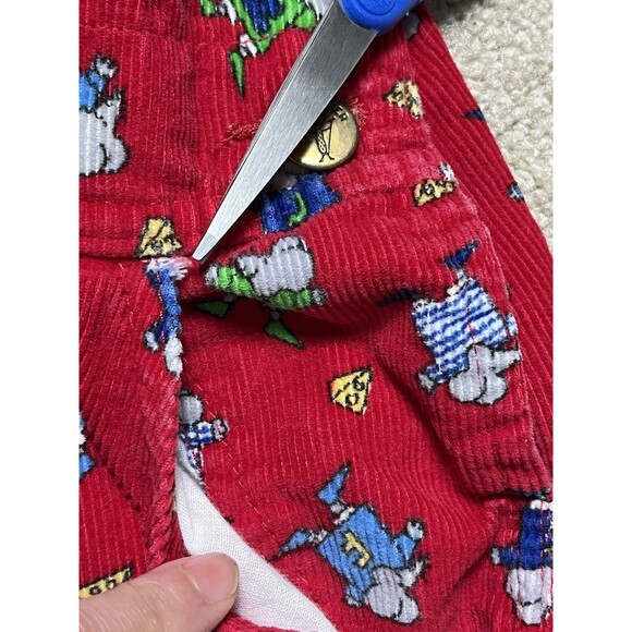 VTG 90s Cute Cumber Toddler 4T Red Corduroy Overalls Mice Cheese Print‎ Playwear - Picture 10 of 16